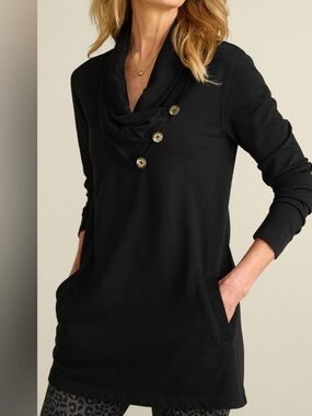 Soft Surroundings Westminster Tunic Sweatshirt in black Size M